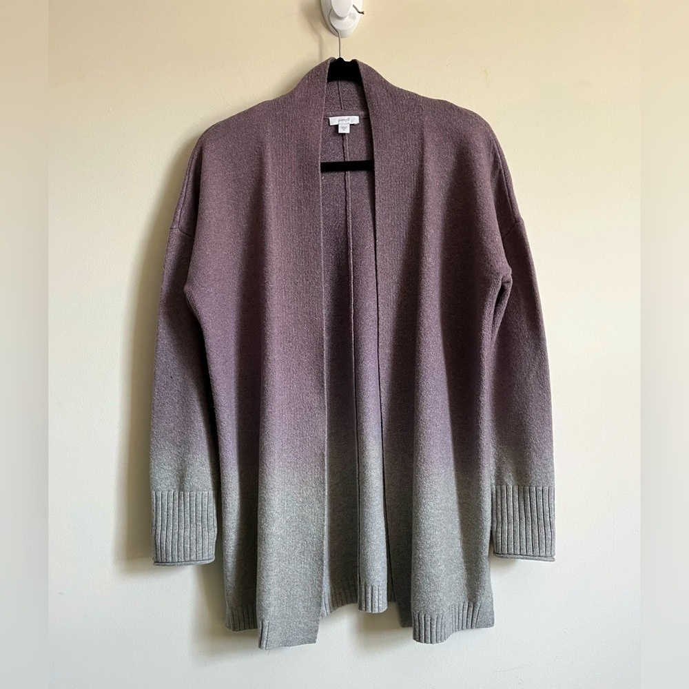 J.Jill Pure Jill Ombré Mid Length Oversized Open Front Cardigan Purple Gray XS